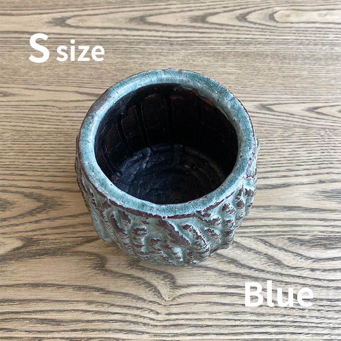 Bella セラミック鉢カバー ブルー Sサイズ02