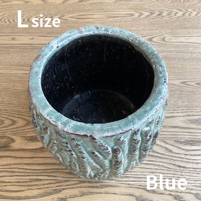 Bella セラミック鉢カバー ブルー Lサイズ02